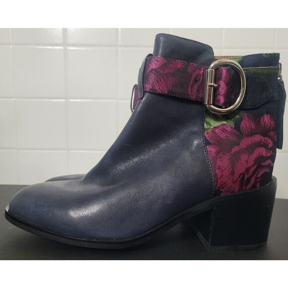 Jeffrey Campbell Blue And Floral Regan 2 Ankle Booties Sz 6.5 - Picture 4 of 9